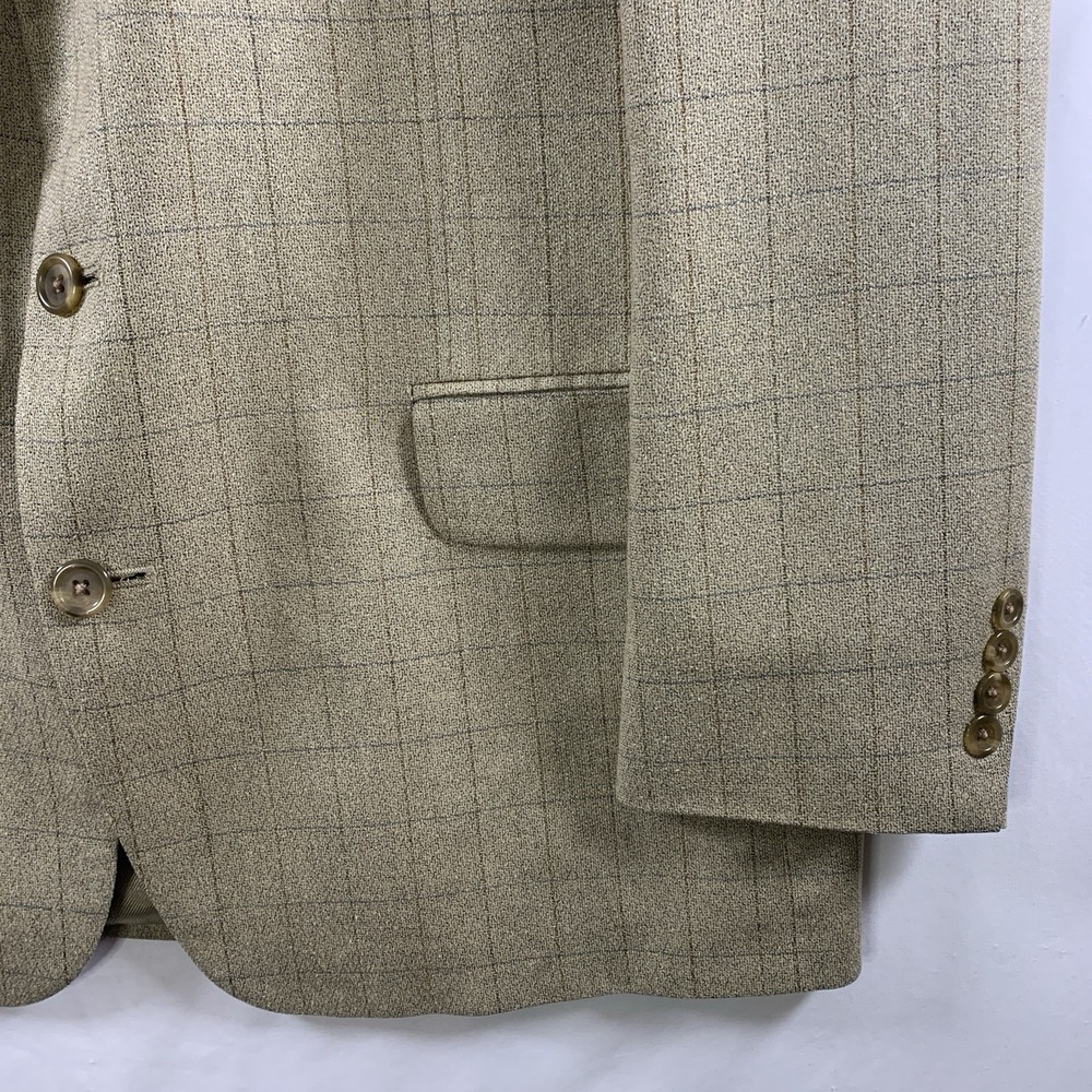 Ivy Prep Mens Silk Wool Windowpane Plaid Sport Coat Blazer Size 42S Wide Lapel